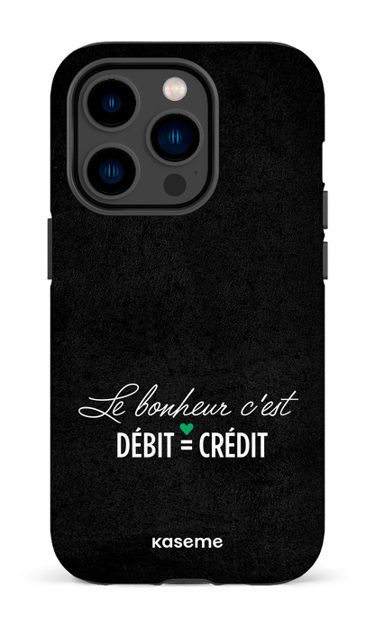 iPhone 14 Pro Tough Le bonheur c'est débit = crédit (noir) -