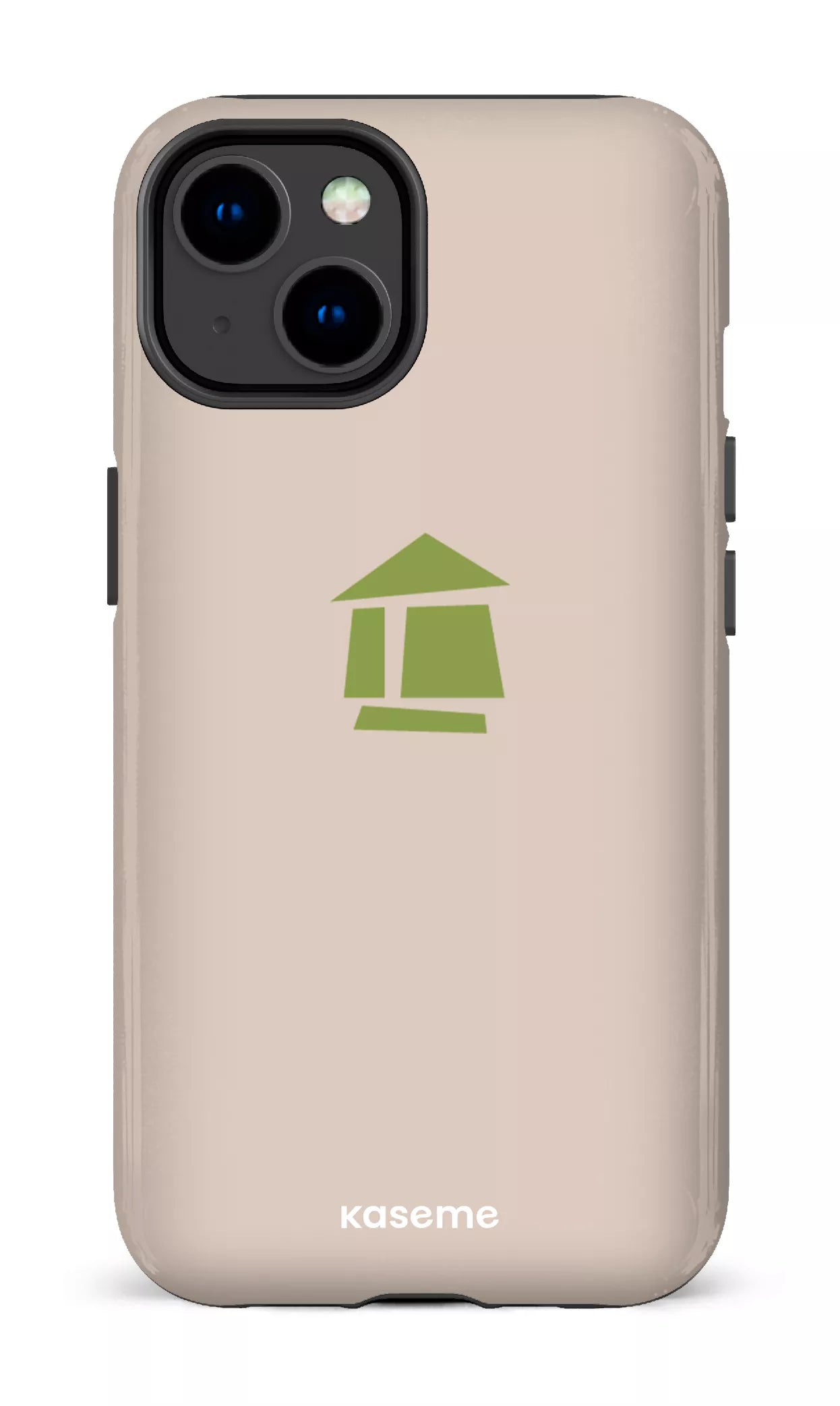 iPhone 14 Tough Gloss Flordeco logo grège -