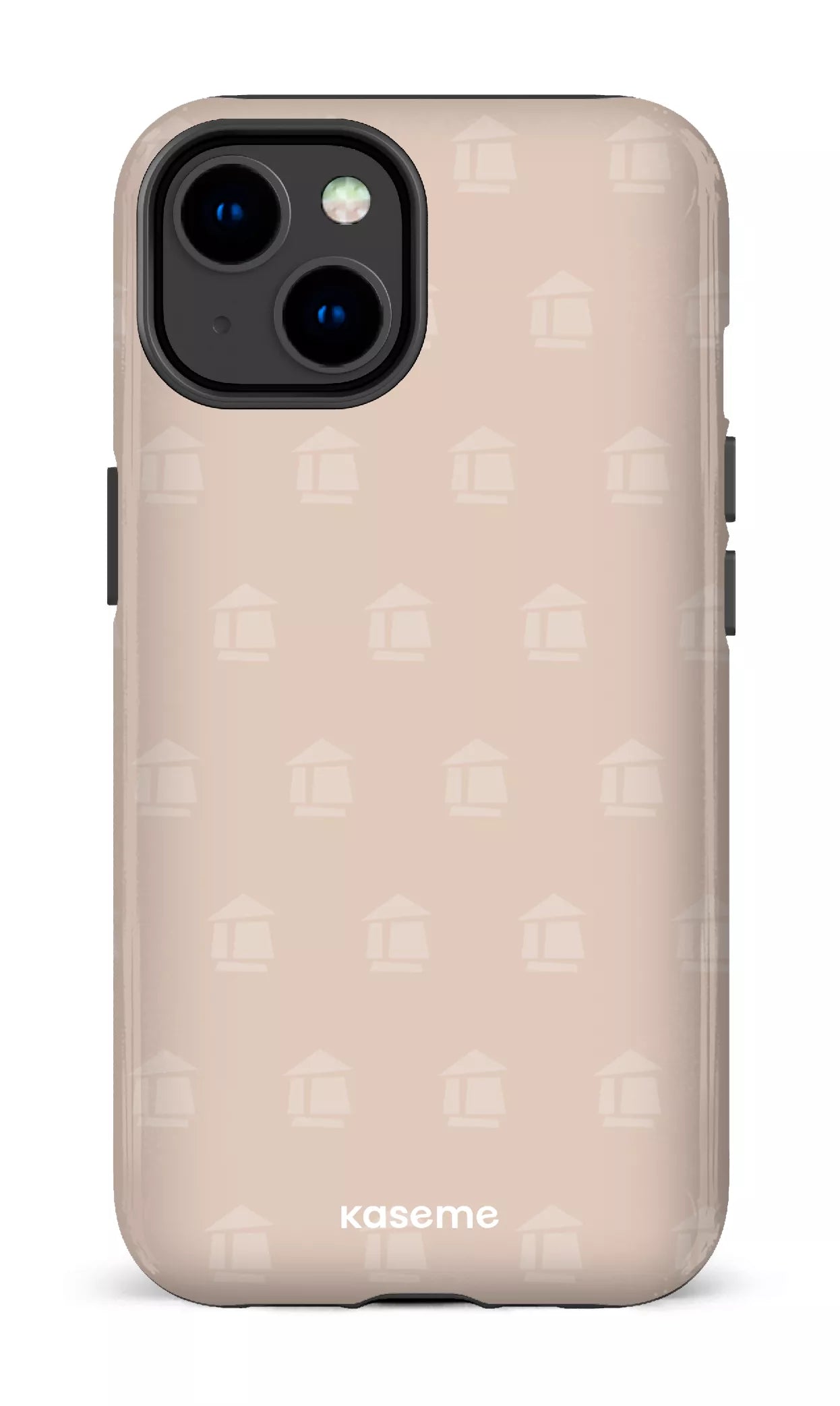 iPhone 14 Tough Gloss Flordeco motif grège -