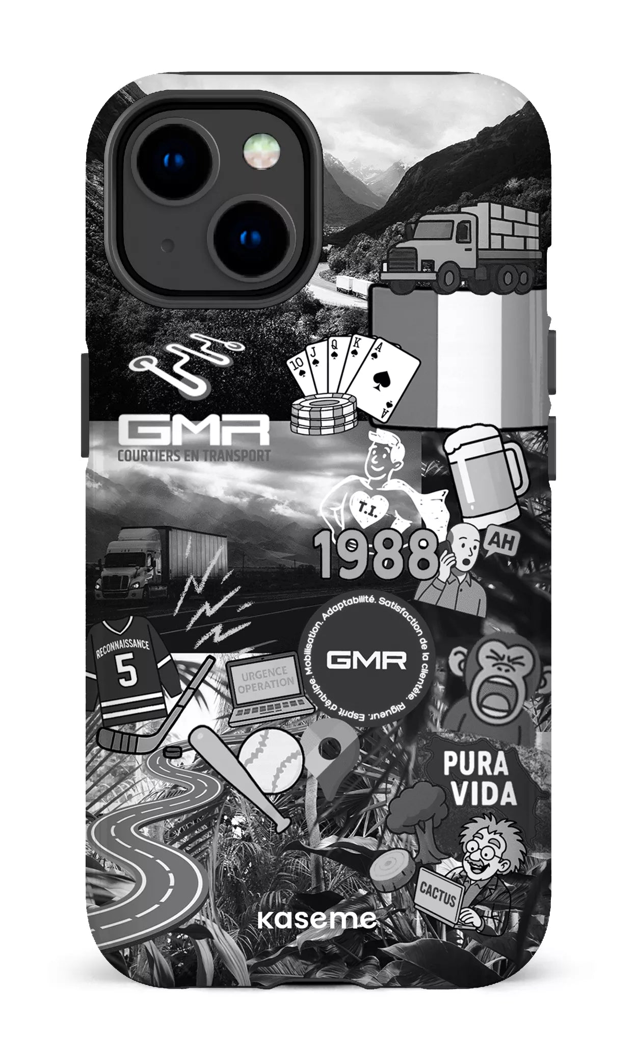 iPhone 14 Tough Gloss GMR Collage Noir et Blanc -