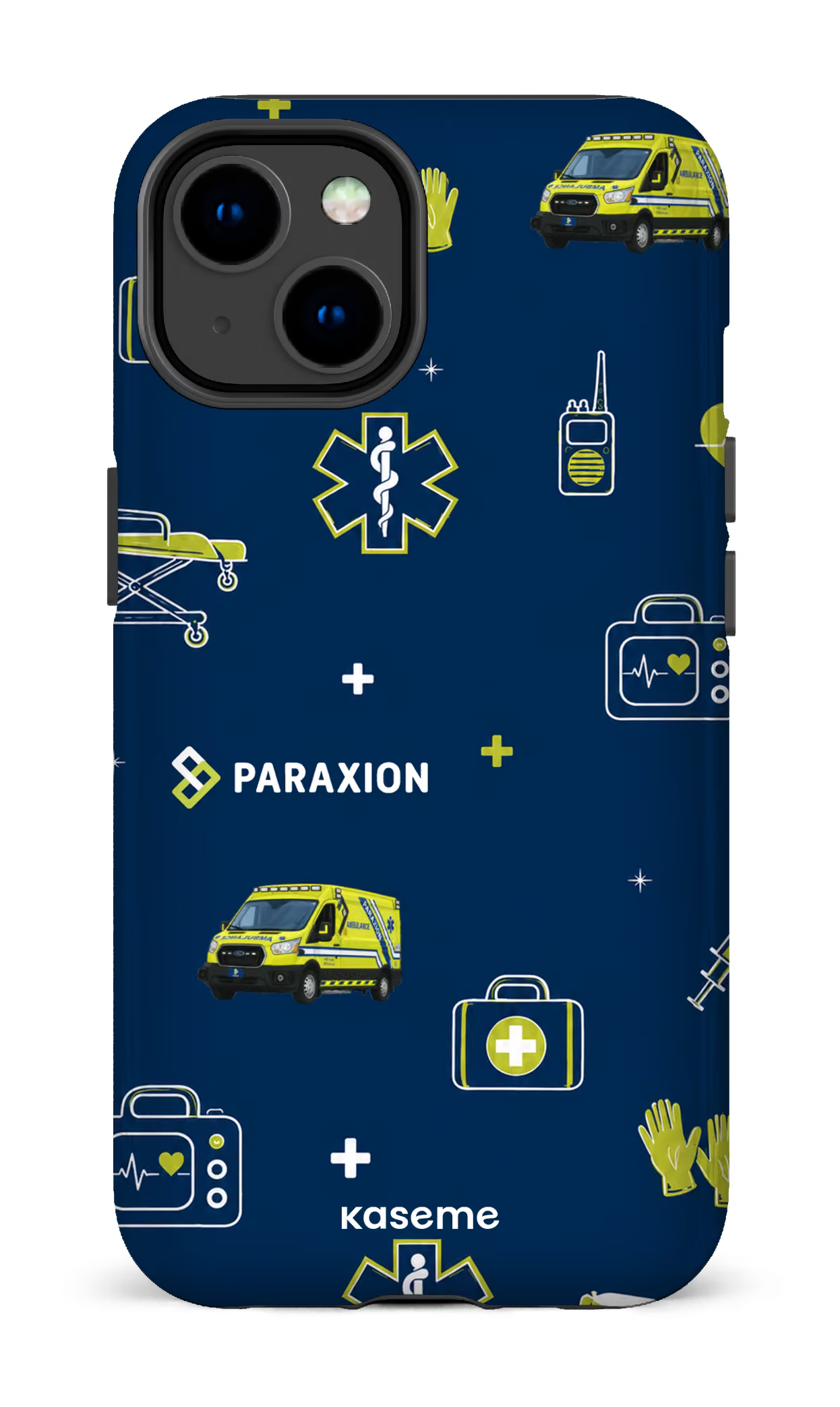 iPhone 14 Tough Gloss Icônes bleu Paraxion -