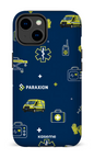 iPhone 14 Tough Gloss Icônes bleu Paraxion -