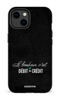 iPhone 14 Tough Gloss Le bonheur c'est débit = crédit (noir) -