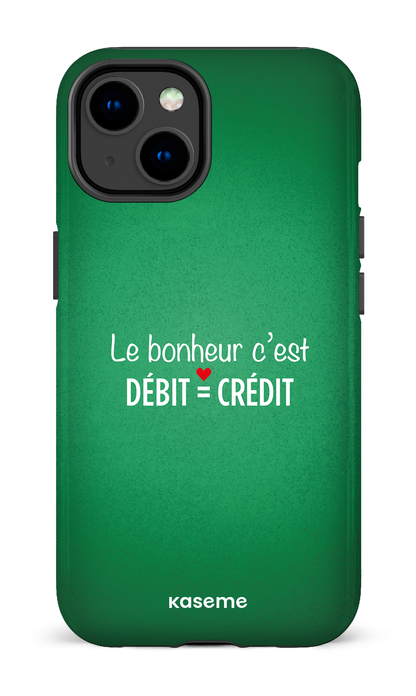 iPhone 14 Tough Gloss Le bonheur c'est débit = crédit (vert) -