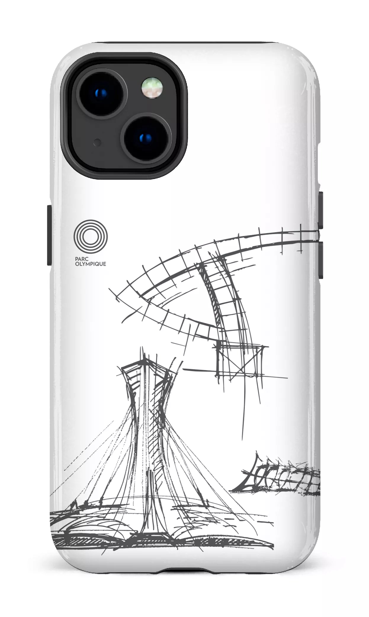 iPhone 14 Tough Gloss Parc Olympique - Croquis Plan Blanc -