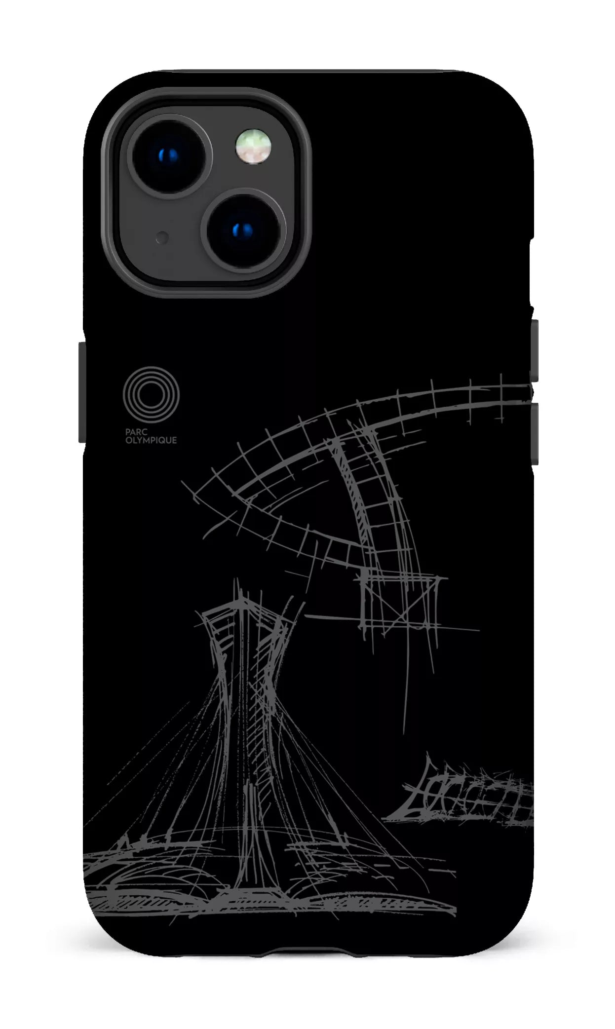 iPhone 14 Tough Gloss Parc Olympique - Croquis Plan Noir -