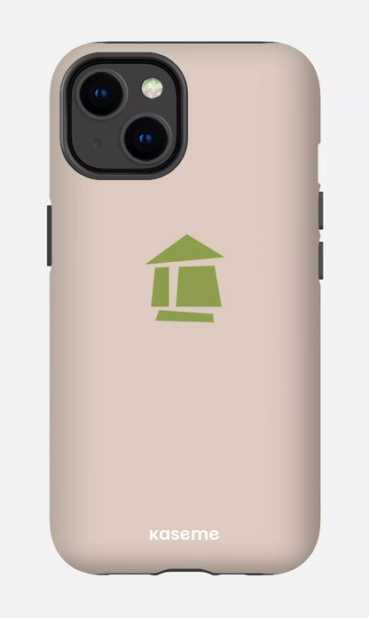 iPhone 14 Tough Matte Flordeco logo grège -