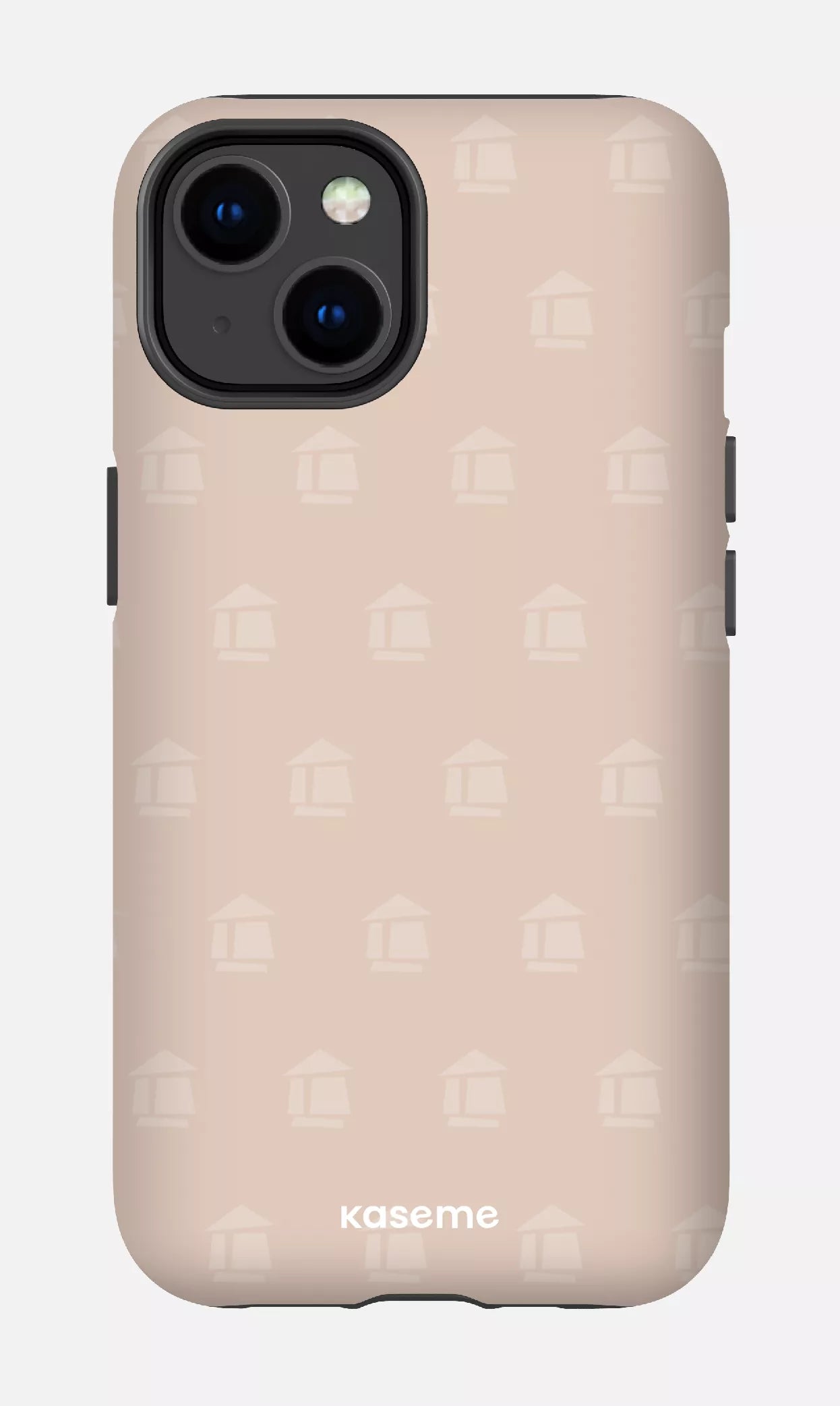iPhone 14 Tough Matte Flordeco motif grège -