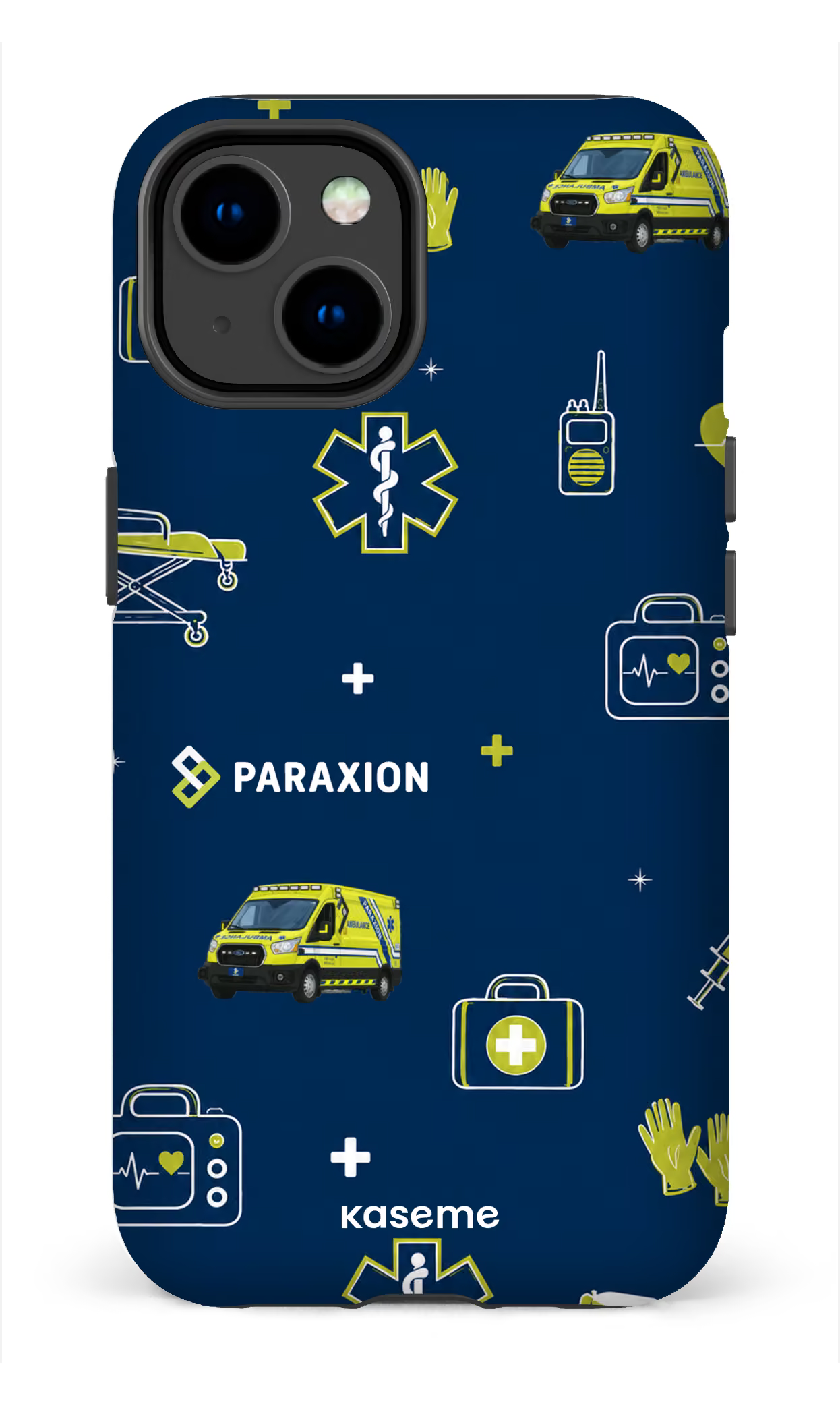 iPhone 14 Tough Matte Icônes bleu Paraxion -