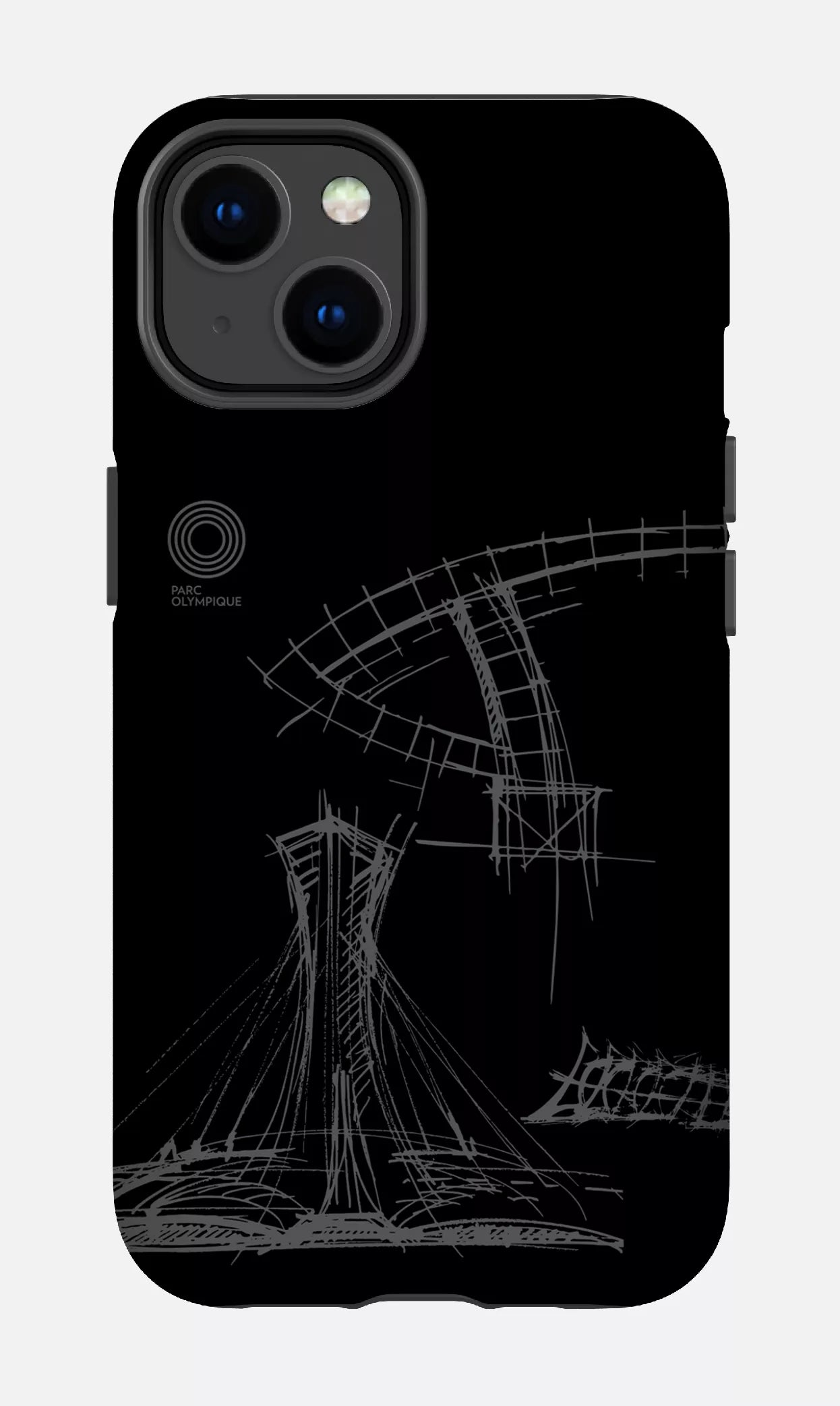 iPhone 14 Tough Matte Parc Olympique - Croquis Plan Noir -
