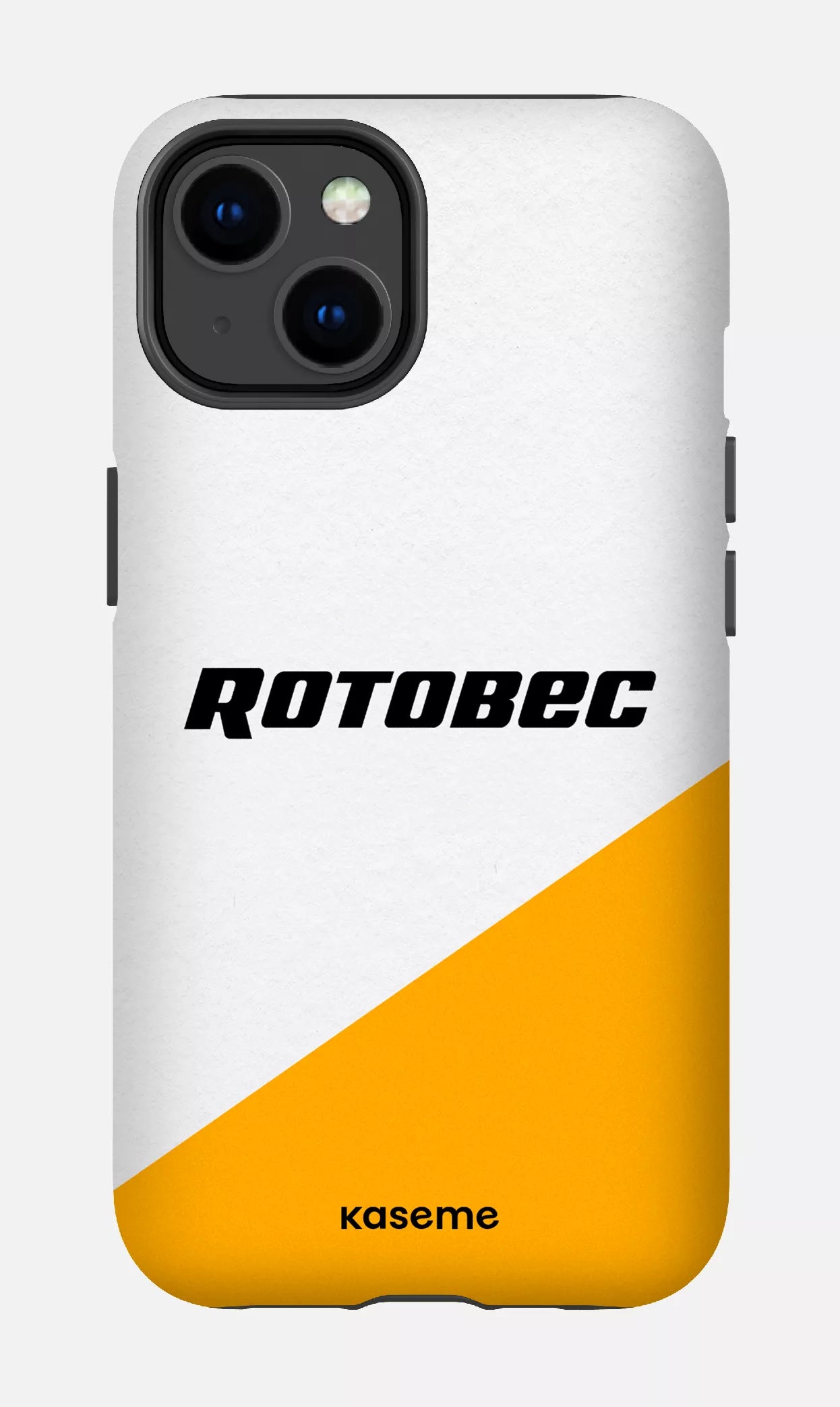 iPhone 14 Tough Matte Rotobec Blanc et Jaune -