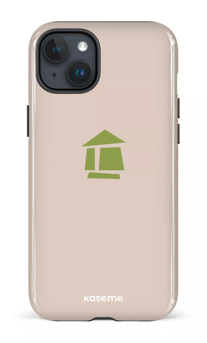 iPhone 15 Plus Tough Flordeco logo grège -