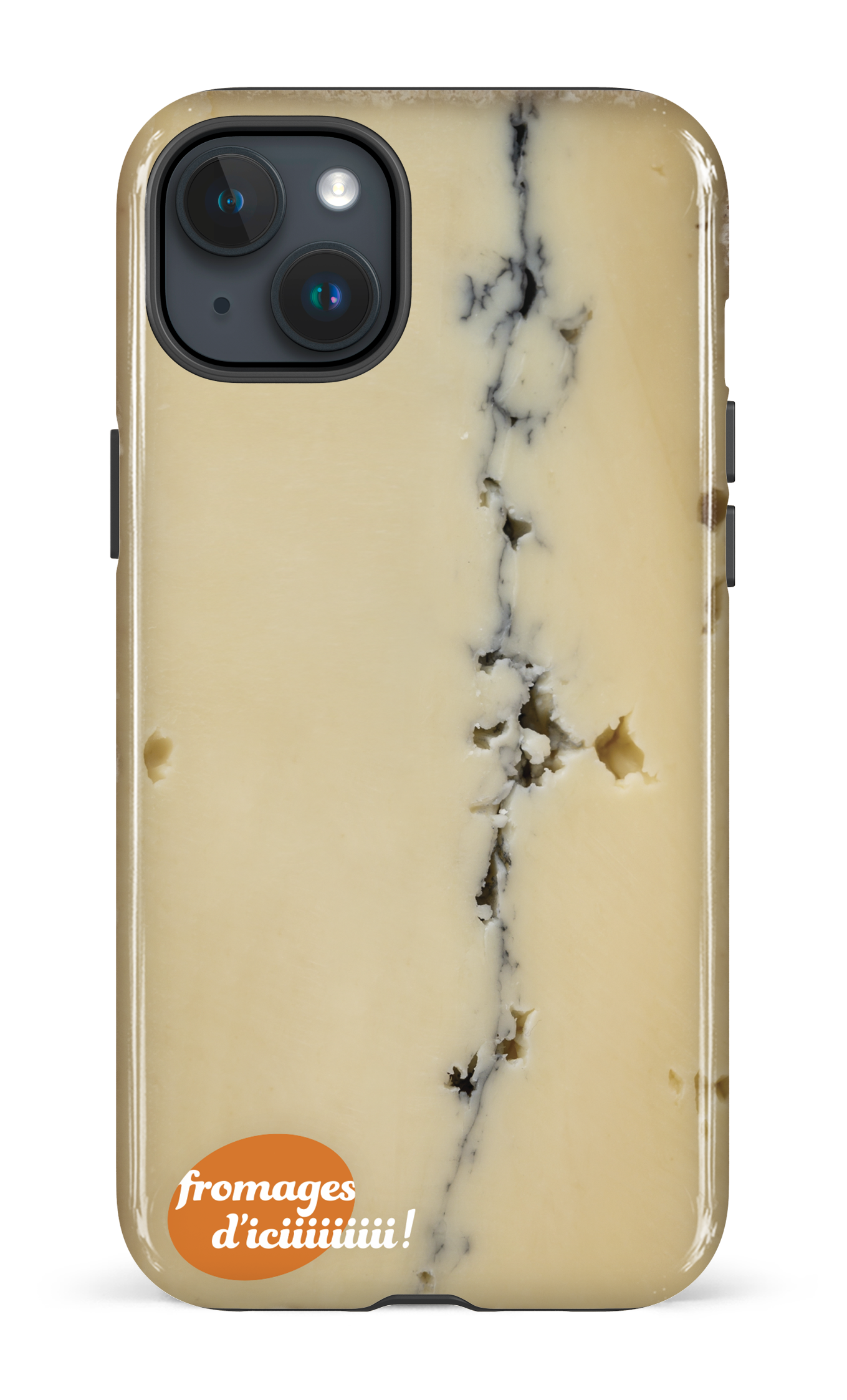 iPhone 15 Plus Tough Fromage Cendré Logo -