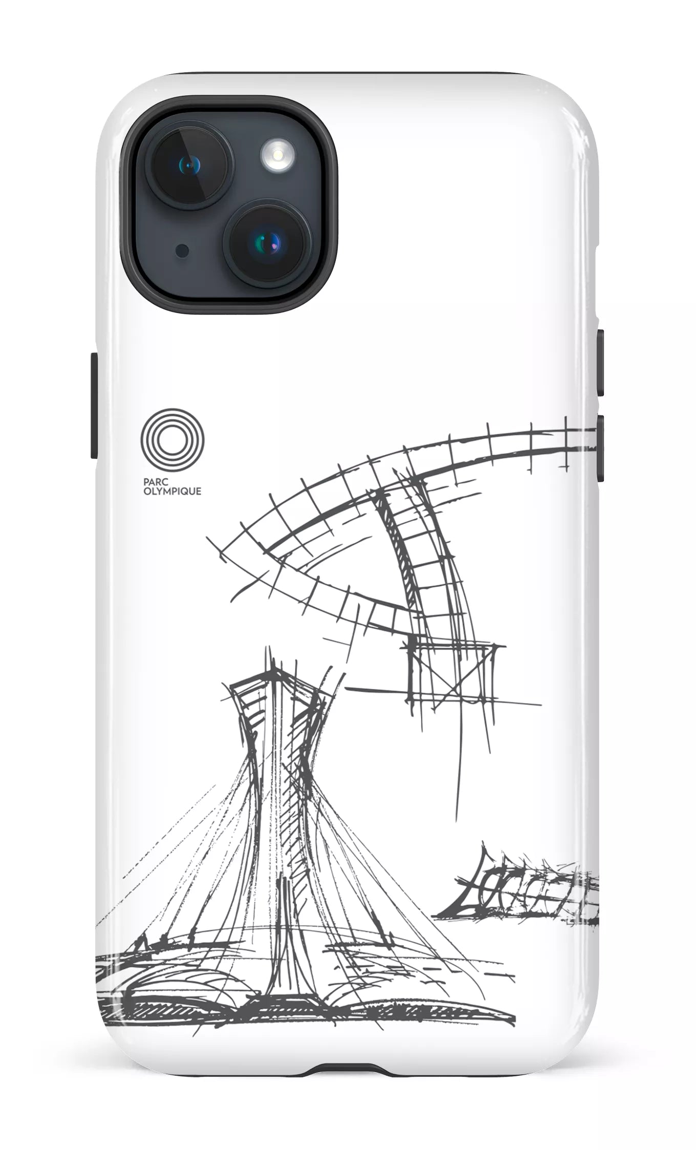 iPhone 15 Plus Tough Parc Olympique - Croquis Plan Blanc -