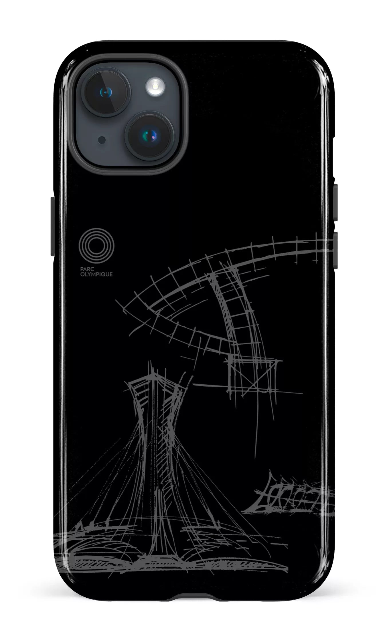 iPhone 15 Plus Tough Parc Olympique - Croquis Plan Noir -
