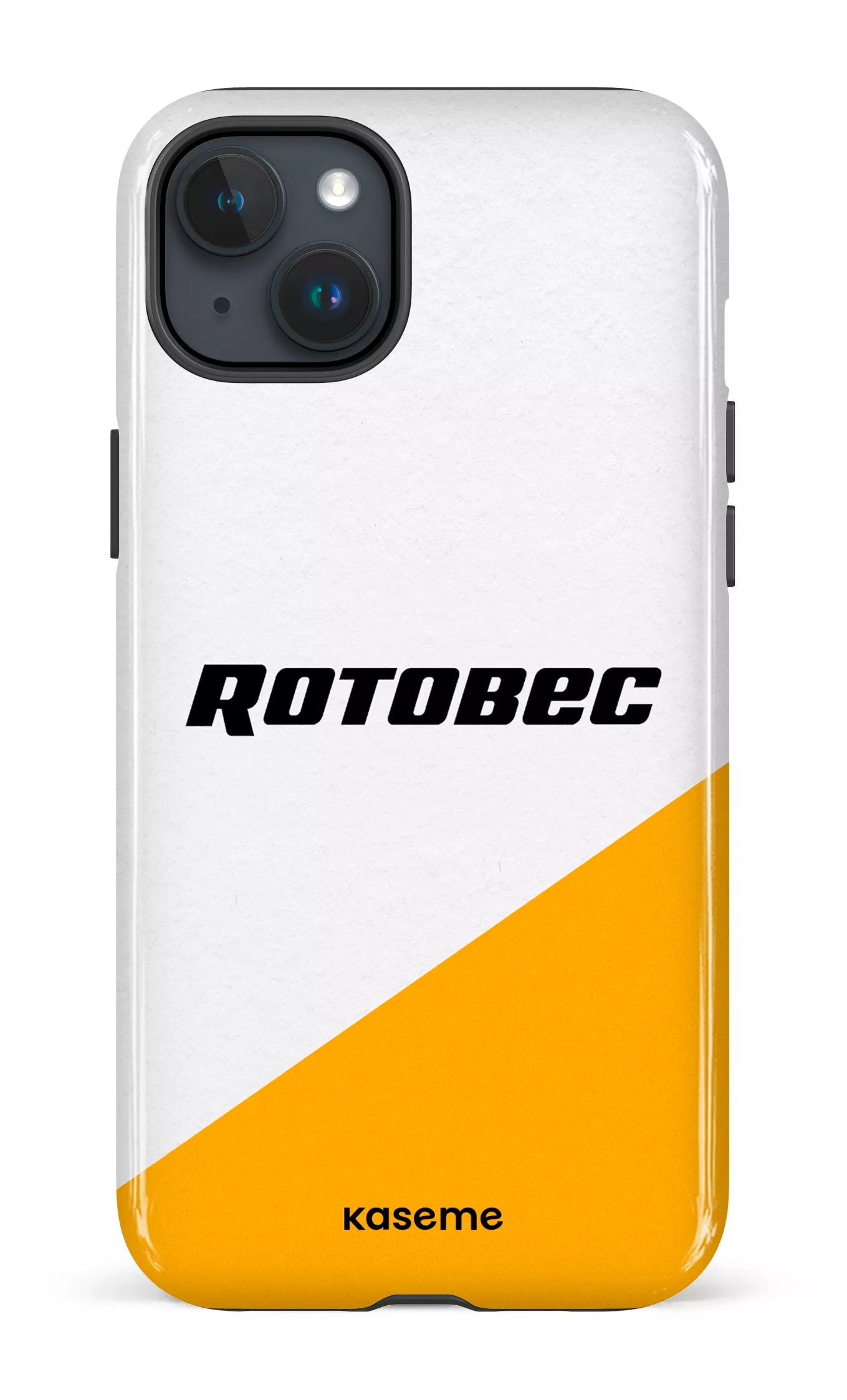 iPhone 15 Plus Tough Rotobec Blanc et Jaune -