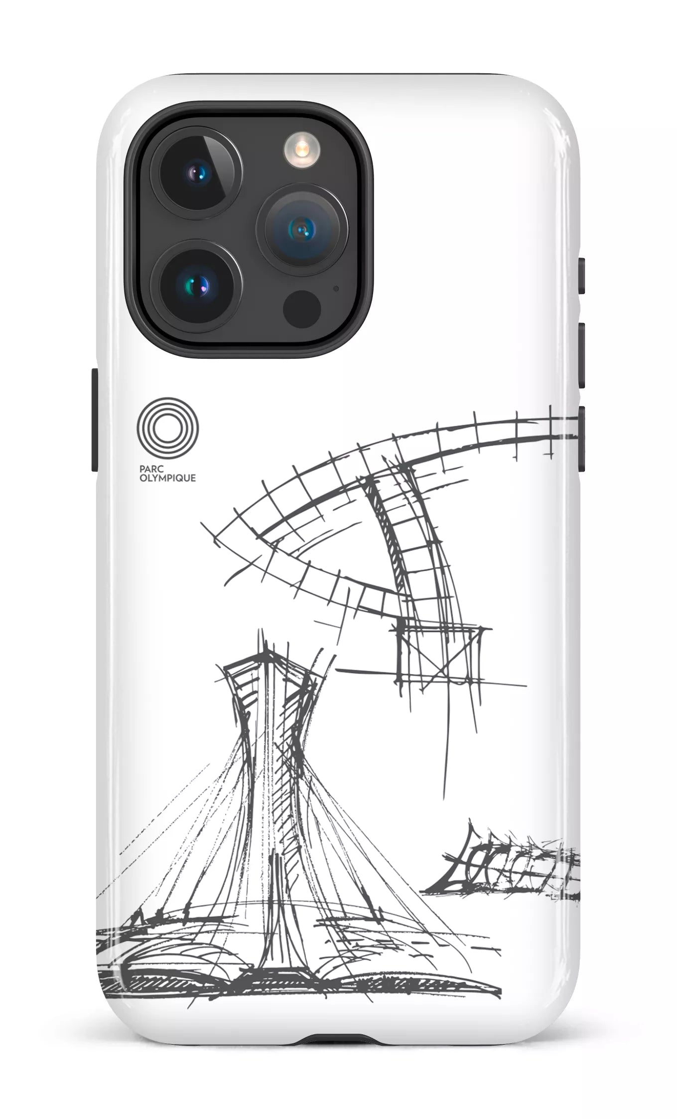 iPhone 15 Pro Max Tough Parc Olympique - Croquis Plan Blanc -