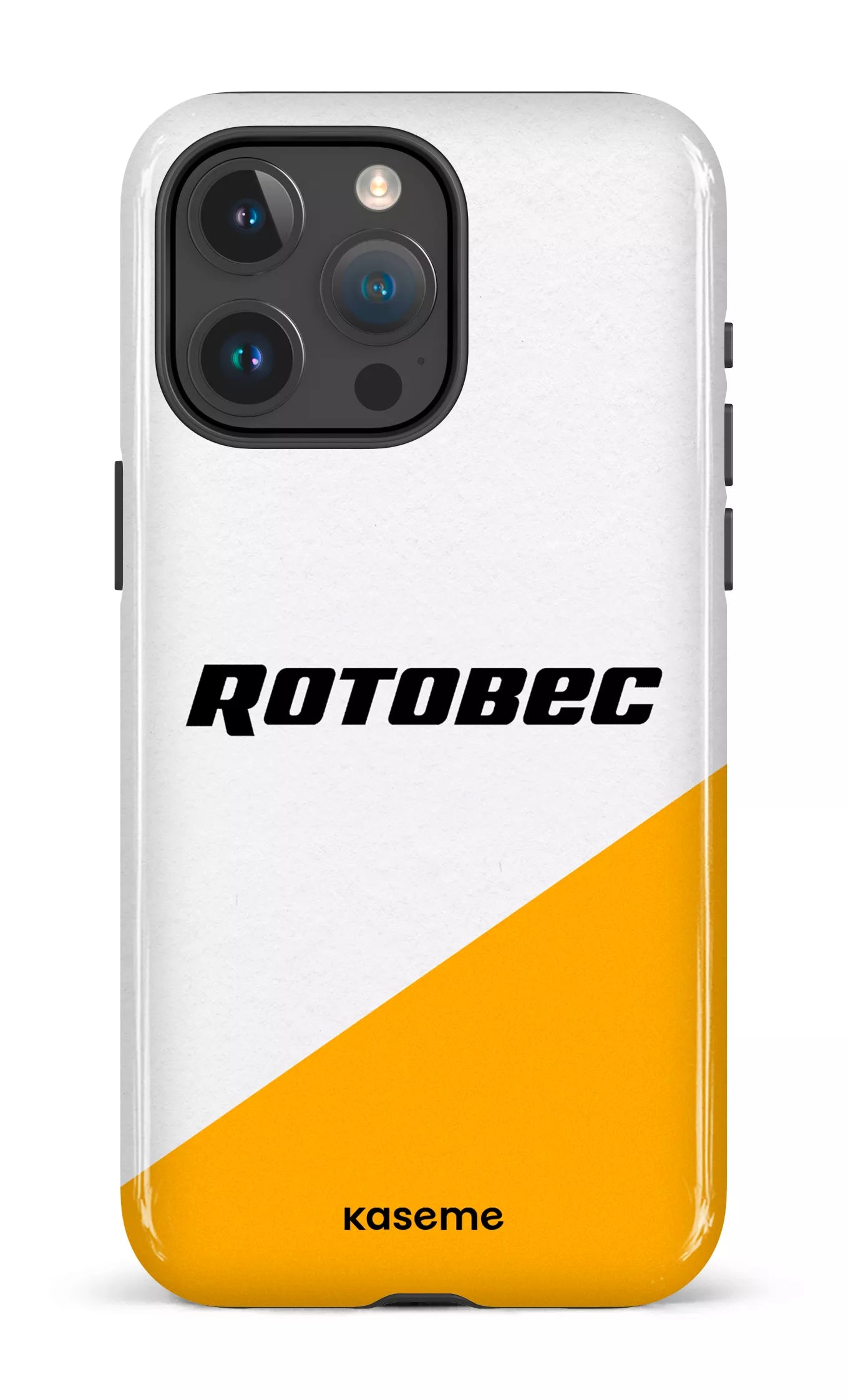iPhone 15 Pro Max Tough Rotobec Blanc et Jaune -