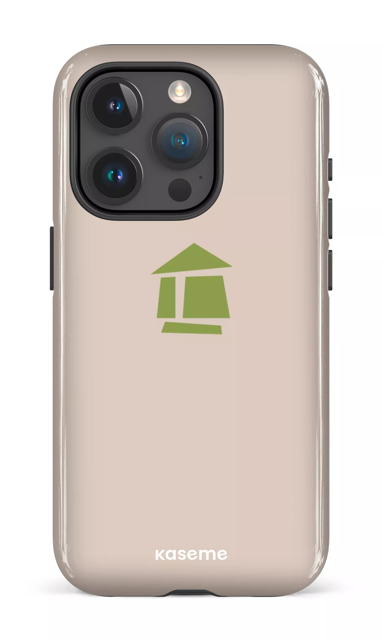 iPhone 15 Pro Tough Flordeco logo grège -