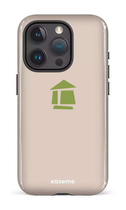 iPhone 15 Pro Tough Flordeco logo grège -