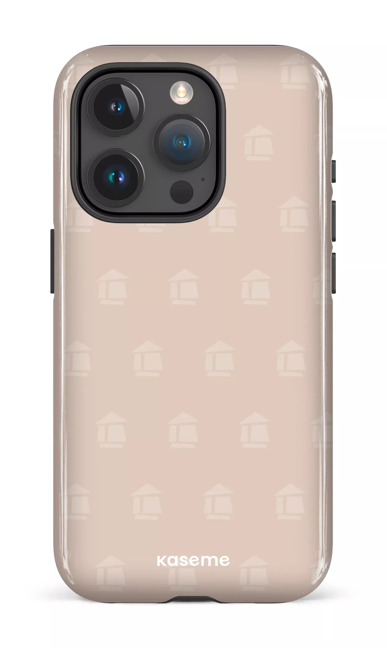 iPhone 15 Pro Tough Flordeco motif grège -