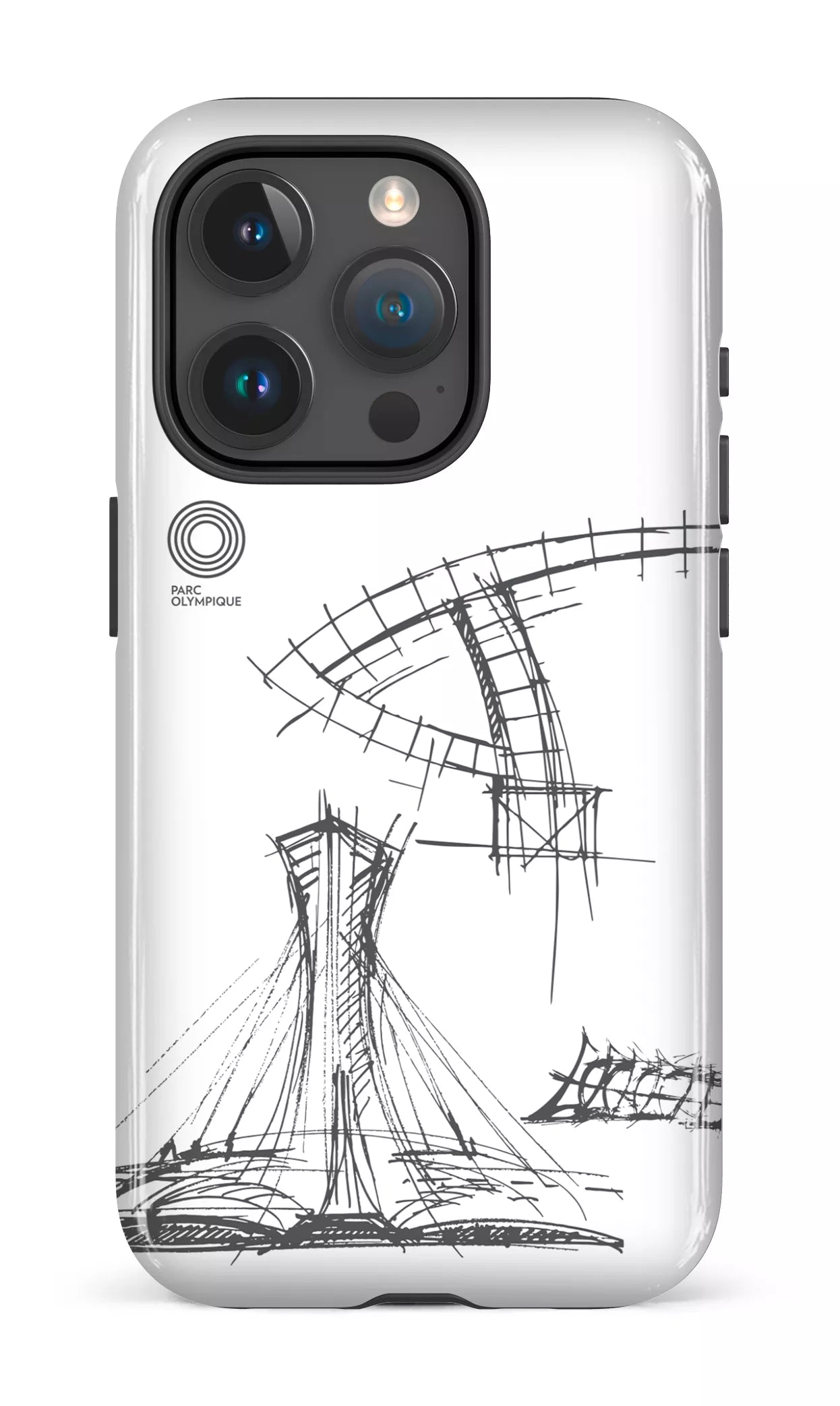 iPhone 15 Pro Tough Parc Olympique - Croquis Plan Blanc -