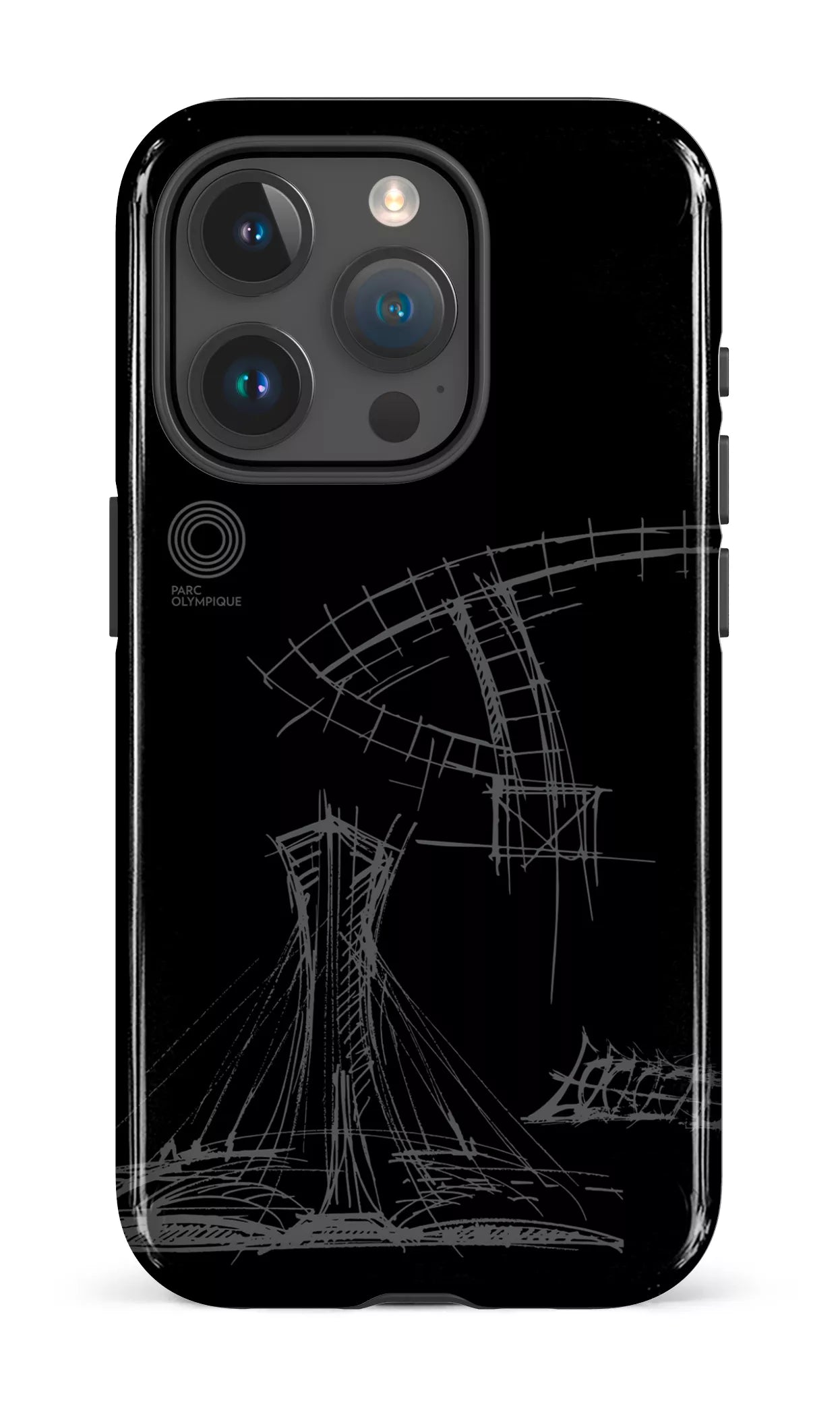 iPhone 15 Pro Tough Parc Olympique - Croquis Plan Noir -