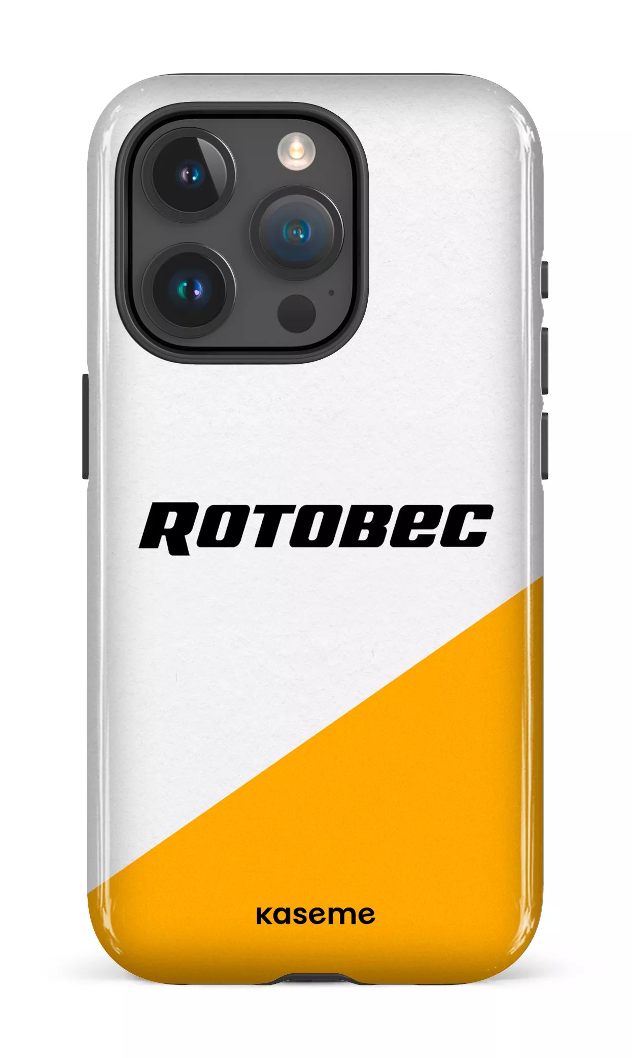 iPhone 15 Pro Tough Rotobec Blanc et Jaune -