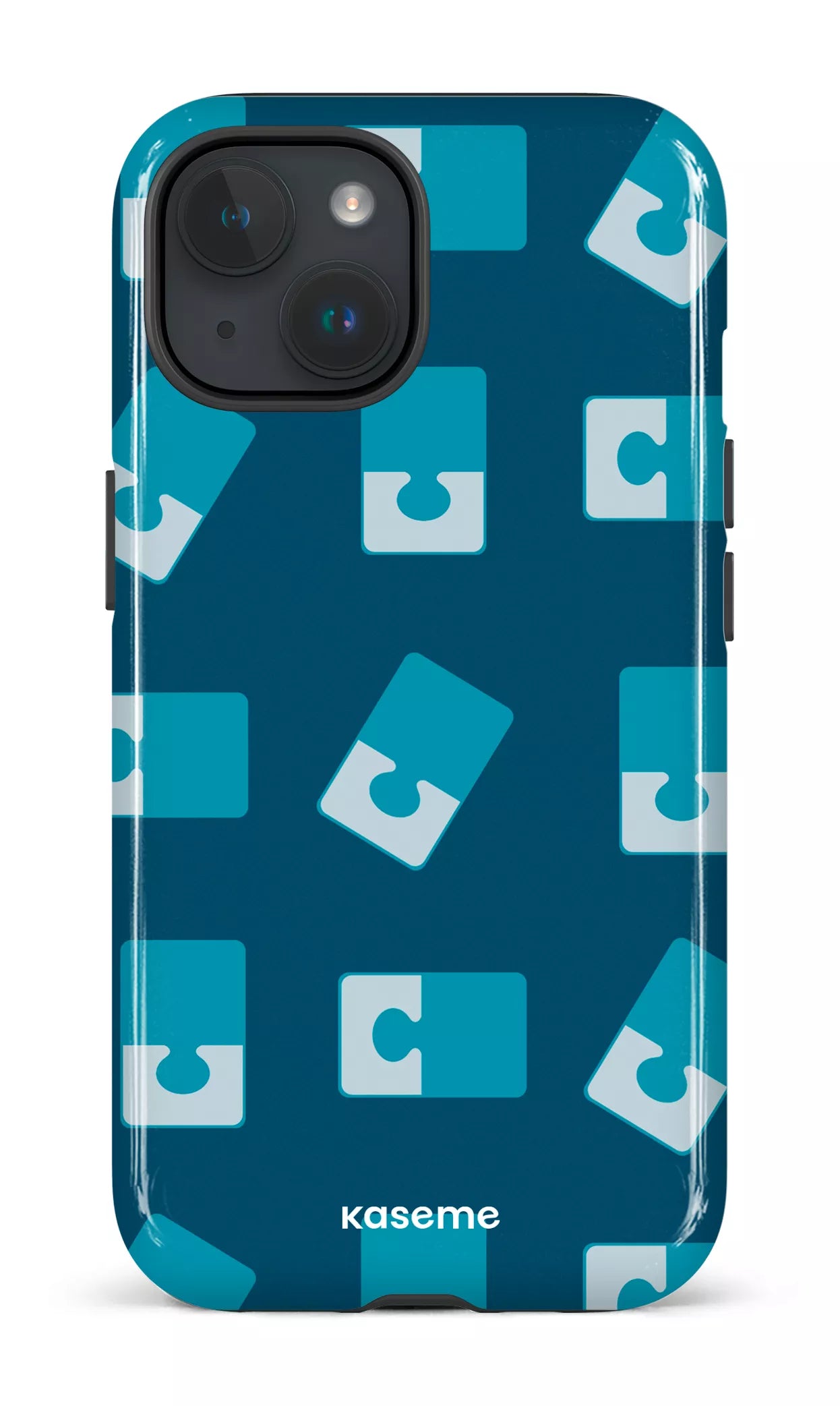 iPhone 15 Tough (Gloss) Casse-tête Bleu -