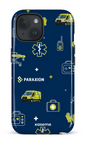 iPhone 15 Tough (Gloss) Icônes bleu Paraxion -