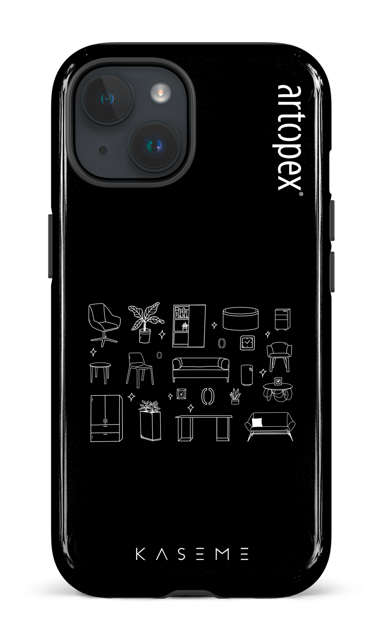 iPhone 15 Tough (Gloss) L'essentiel noir par Artopex -