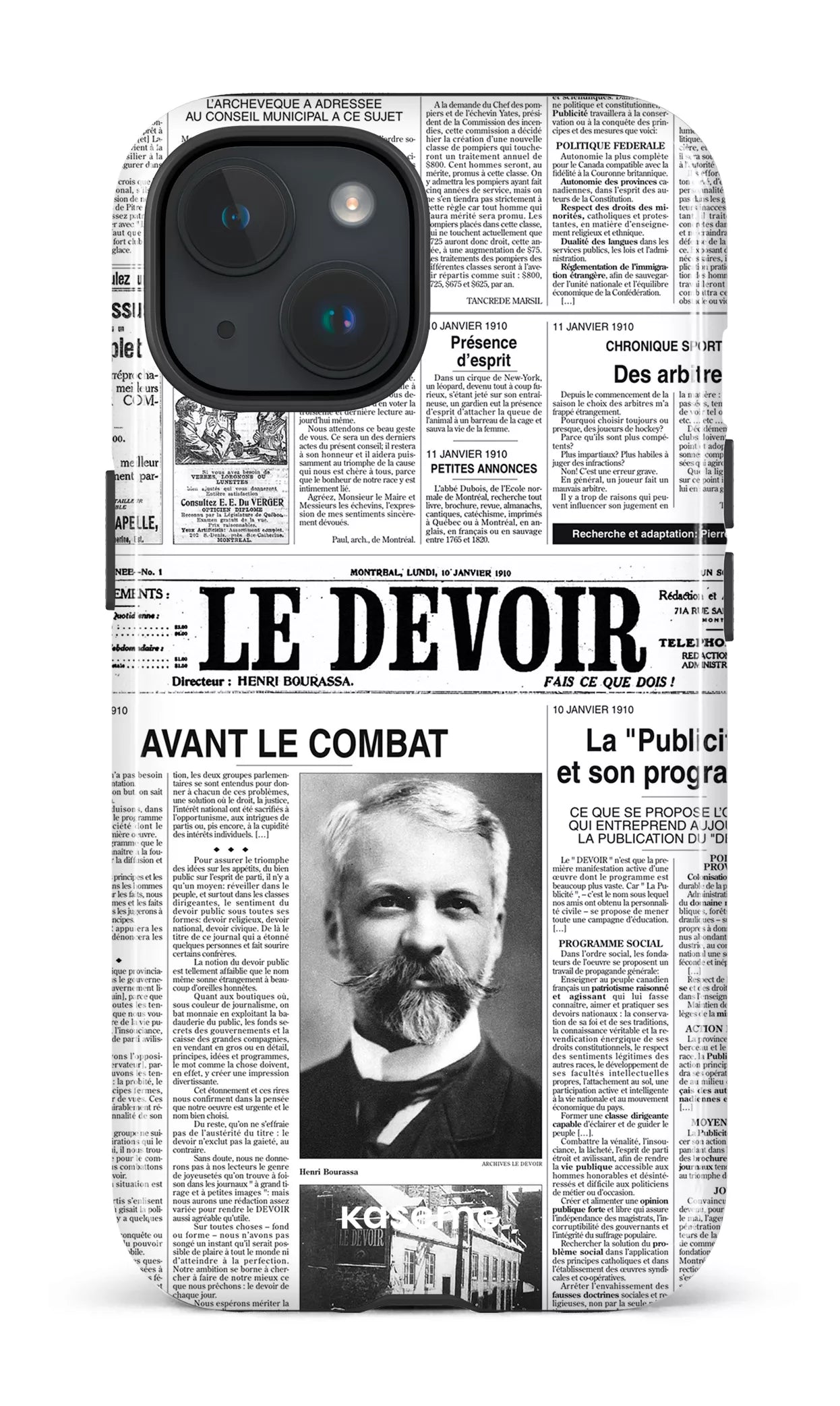 iPhone 15 Tough (Gloss) Le Devoir — Premier édito -