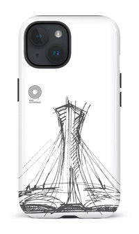 iPhone 15 Tough (Gloss) Parc Olympique - Croquis Blanc -
