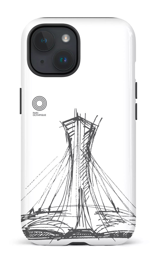 iPhone 15 Tough (Gloss) Parc Olympique - Croquis Blanc -