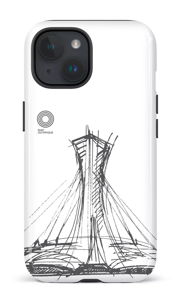 iPhone 15 Tough (Gloss) Parc Olympique - Croquis Blanc -