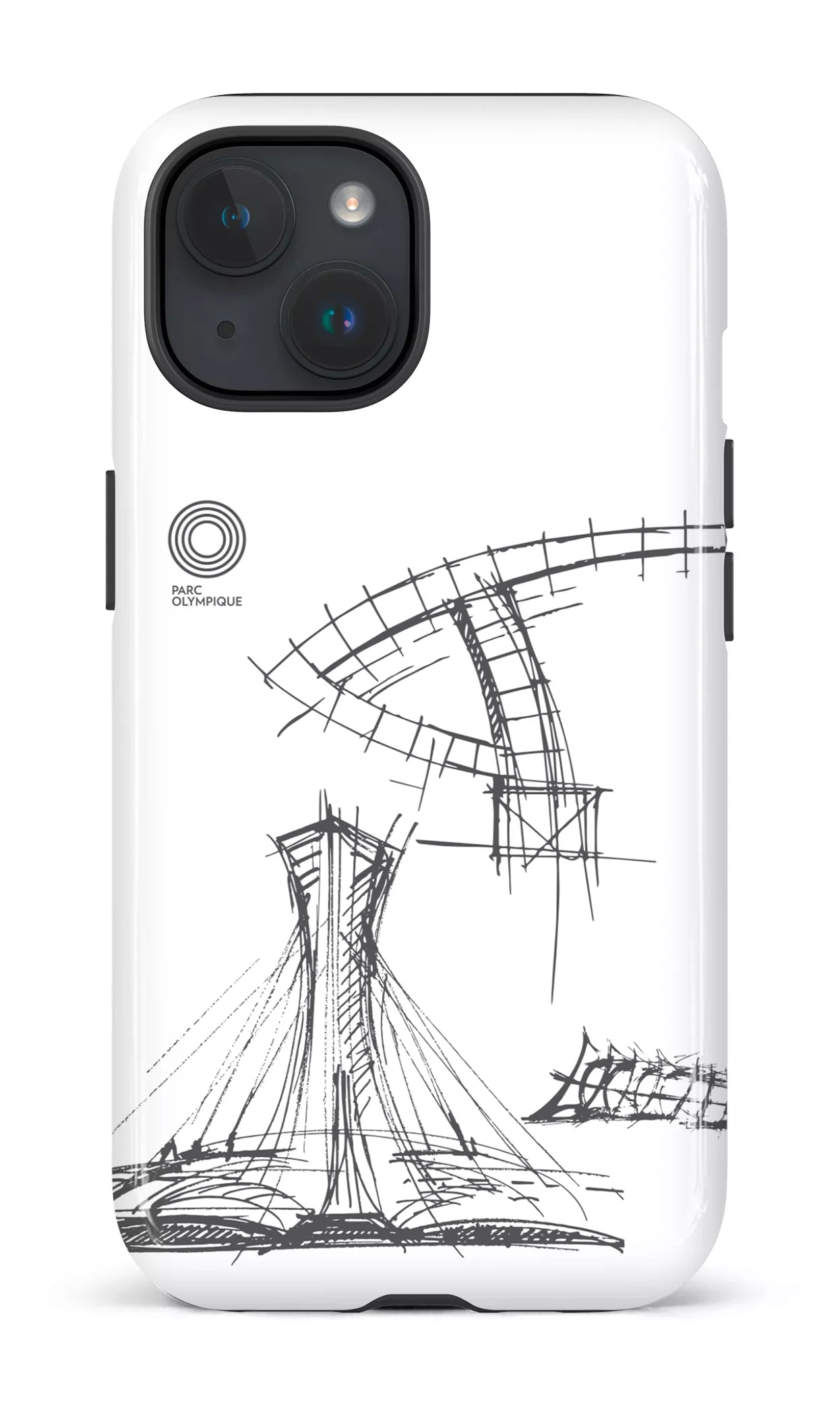 iPhone 15 Tough (Gloss) Parc Olympique - Croquis Plan Blanc -