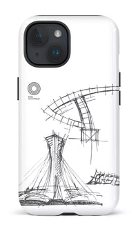 iPhone 15 Tough (Gloss) Parc Olympique - Croquis Plan Blanc -