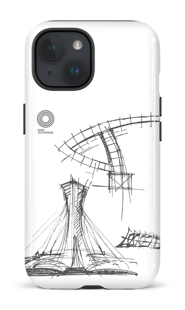 iPhone 15 Tough (Gloss) Parc Olympique - Croquis Plan Blanc -