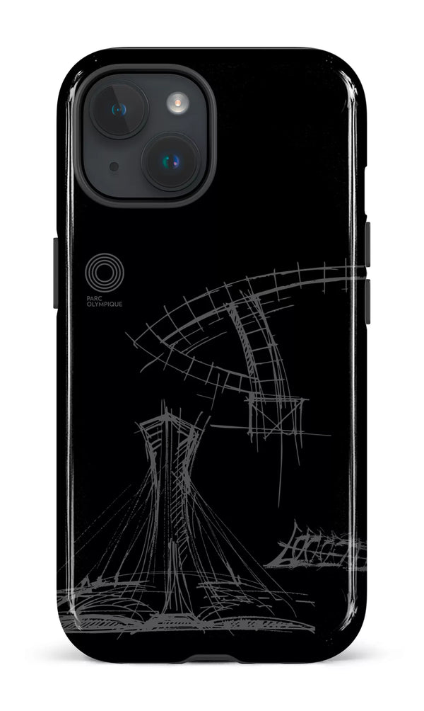 iPhone 15 Tough (Gloss) Parc Olympique - Croquis Plan Noir -