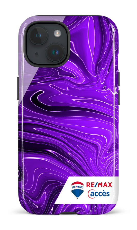 iPhone 15 Tough (Gloss) Peinture marbrée sombre violette -