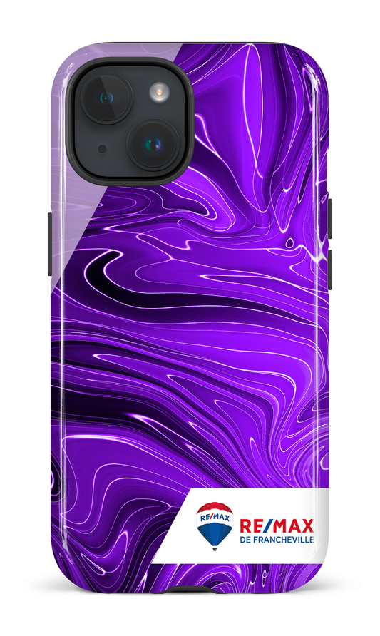 iPhone 15 Tough (Gloss) Peinture marbrée sombre violette de Francheville -