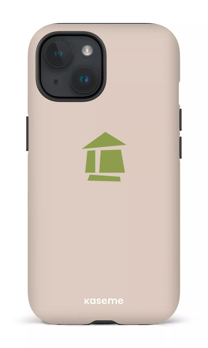 iPhone 15 Tough (Matte) Flordeco logo grège -