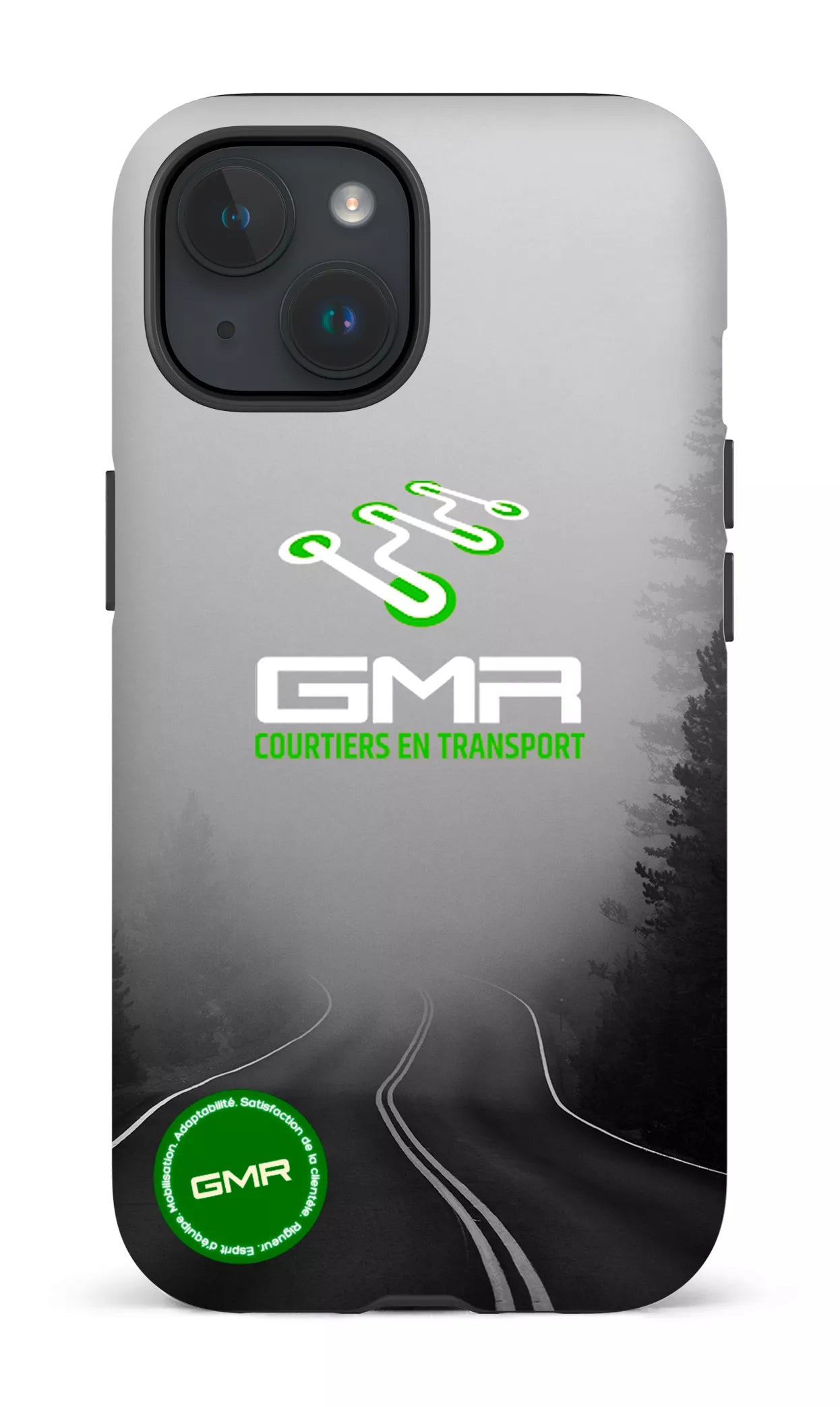 iPhone 15 Tough (Matte) GMR Route Noir et Blanc -