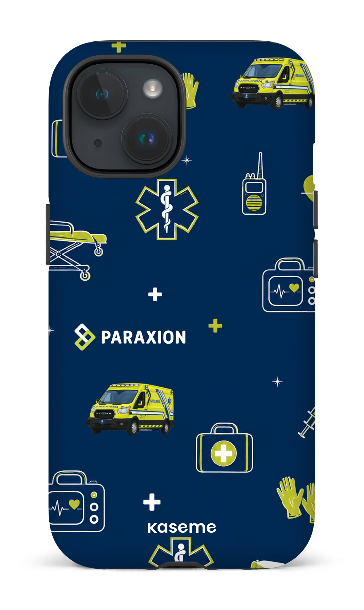 iPhone 15 Tough (Matte) Icônes bleu Paraxion -
