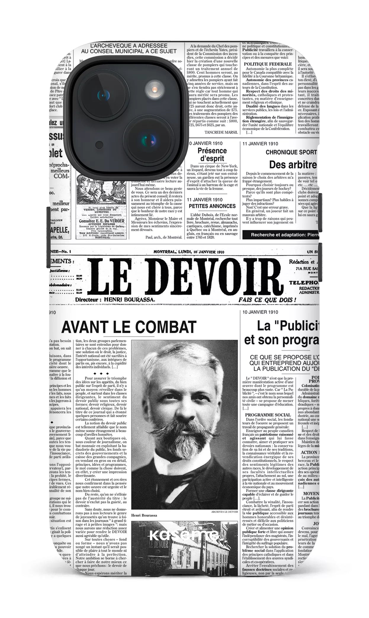 iPhone 15 Tough (Matte) Le Devoir — Premier édito -