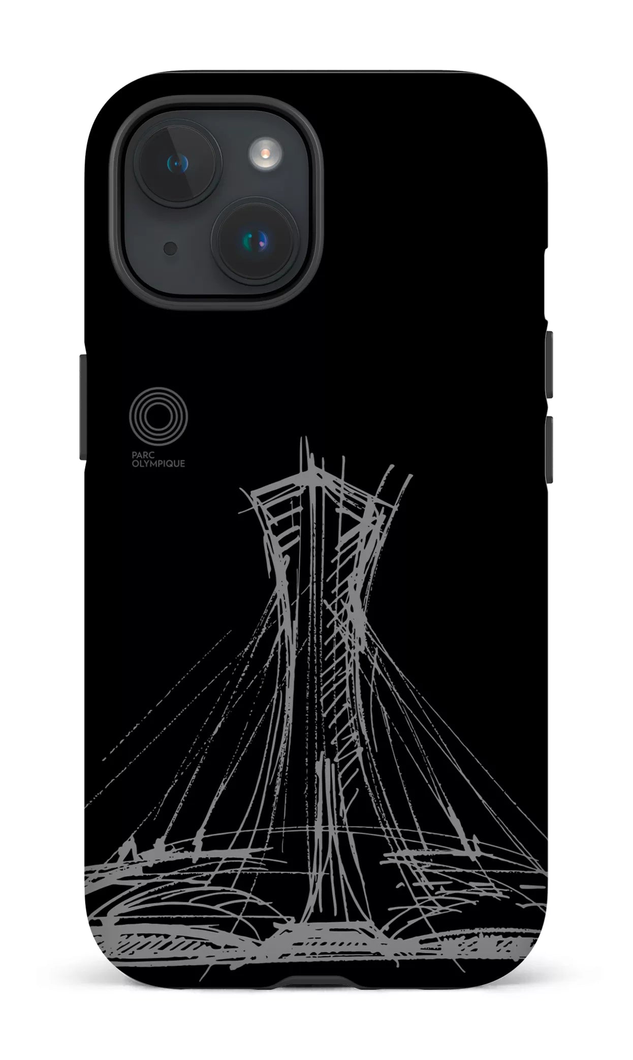 iPhone 15 Tough (Matte) Parc Olympique - Croquis Noir -