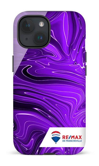 iPhone 15 Tough (Matte) Peinture marbrée sombre violette de Francheville -