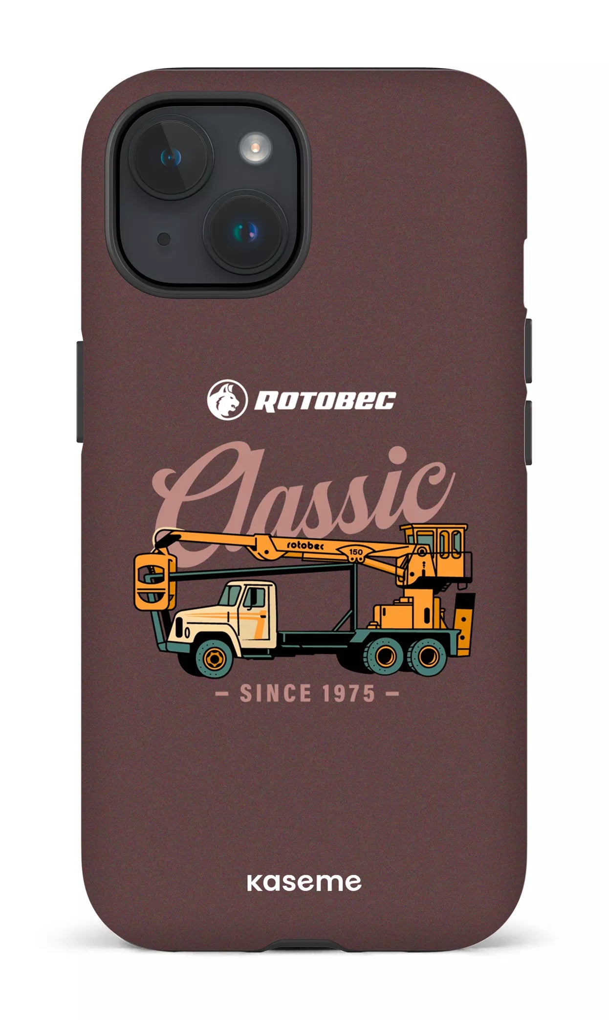 iPhone 15 Tough (Matte) Rotobec Brun "Classic" -