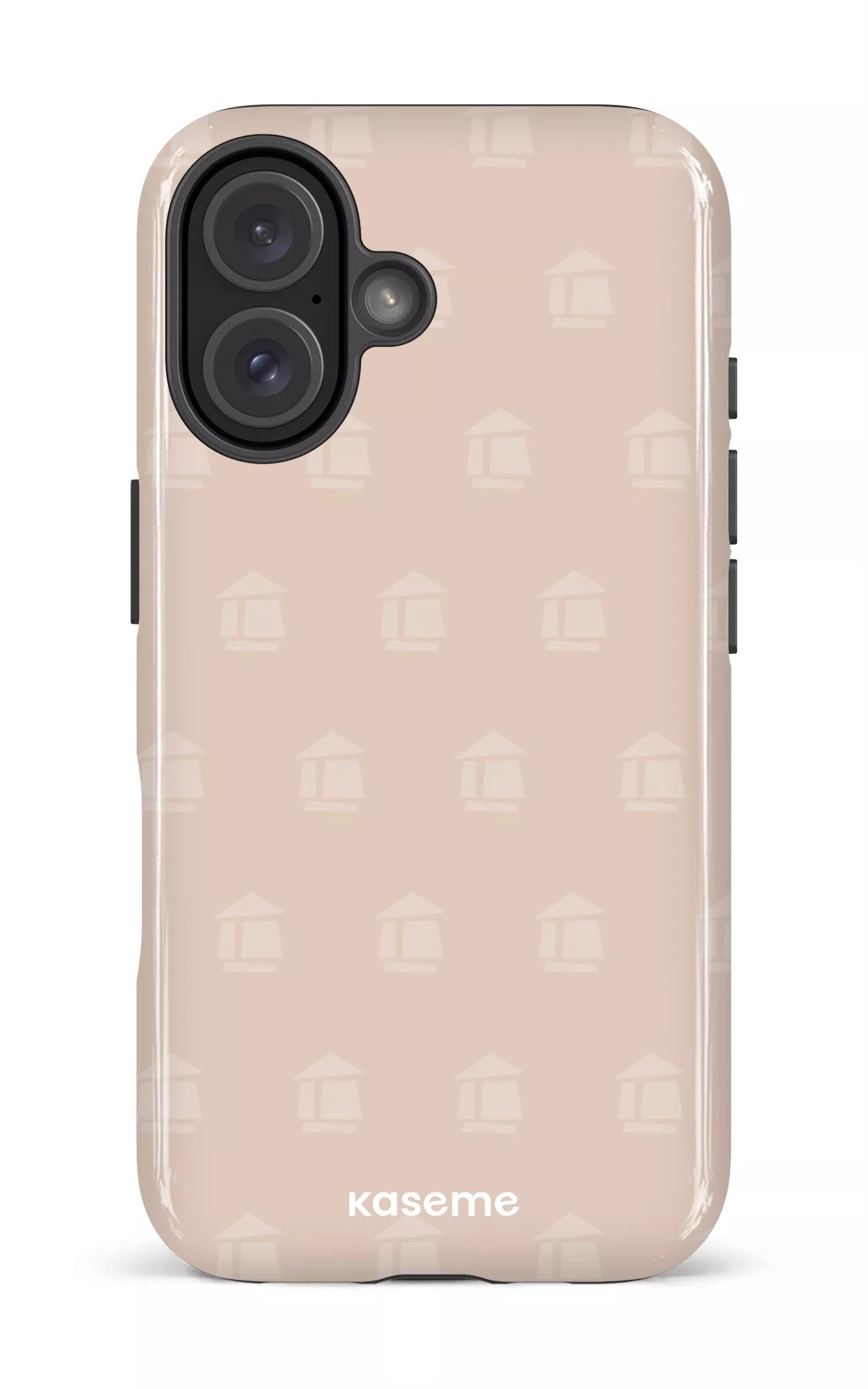 iPhone 16 Impact Case Flordeco motif grège -