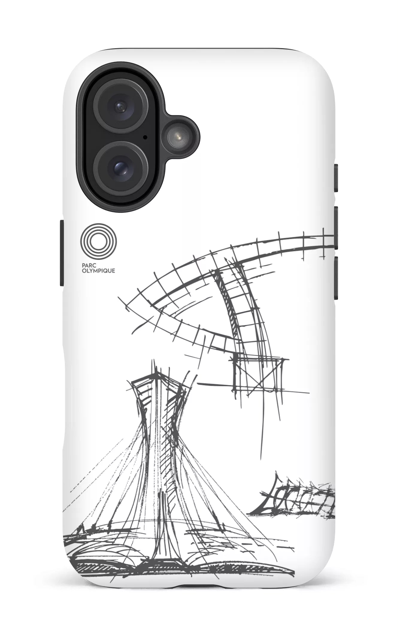 iPhone 16 Impact (Matte) Parc Olympique - Croquis Plan Blanc -